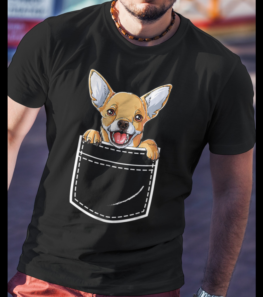 Chihuahua Dog Puppy In Your Front Pocket Women3 T-Shirt