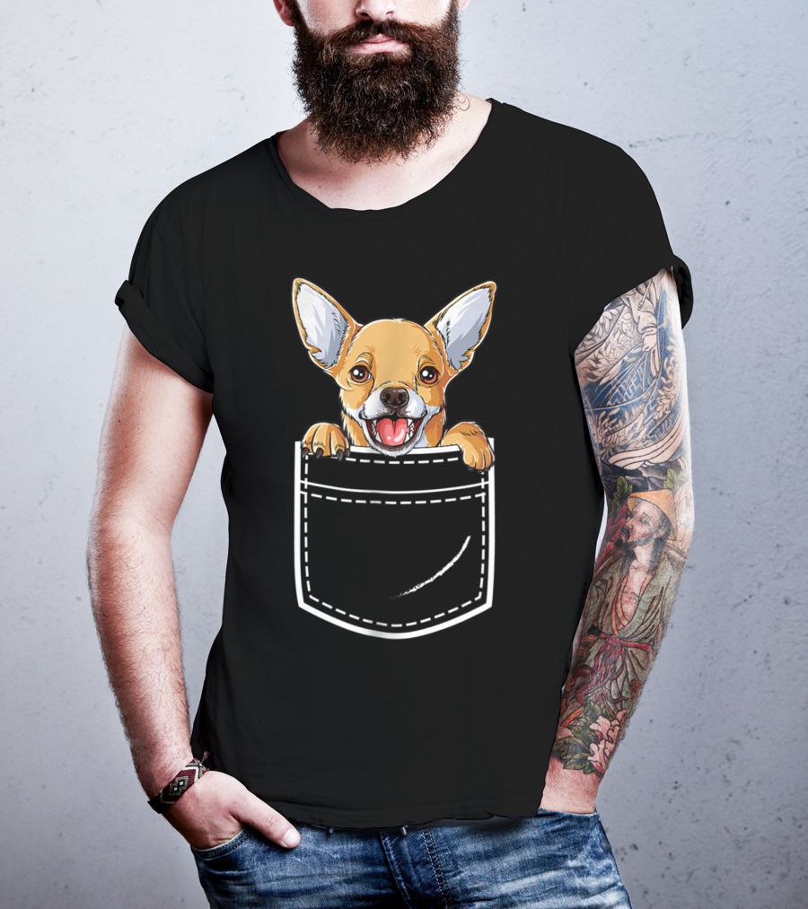 Chihuahua Dog Puppy In Your Front Pocket Women3 T-Shirt