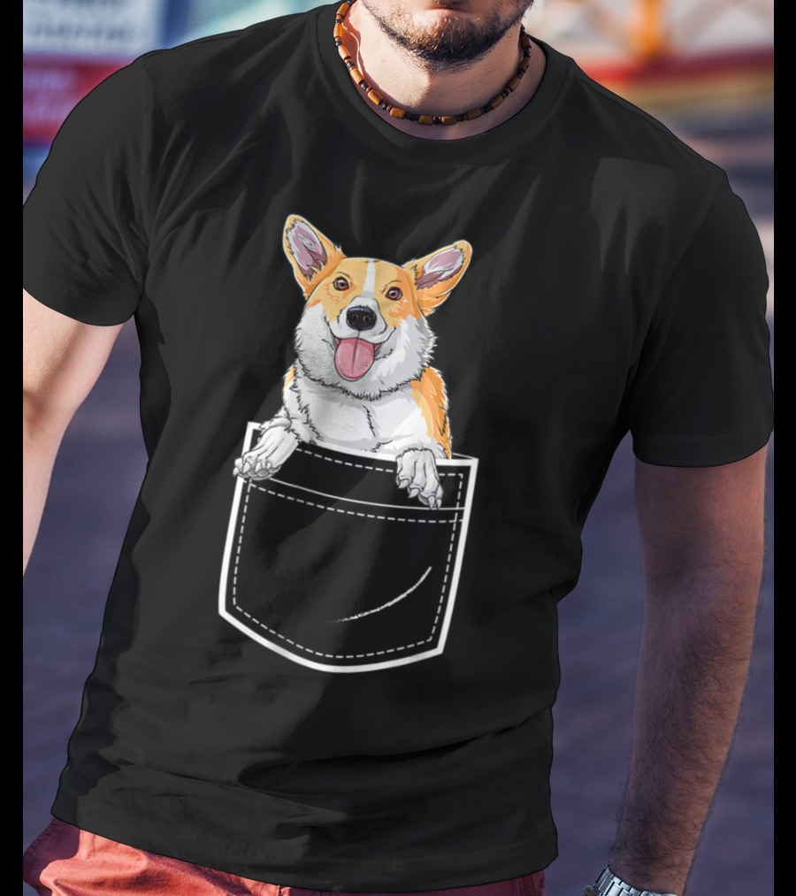 Corgi Puppy In Your Front Pocket For Men T-Shirt