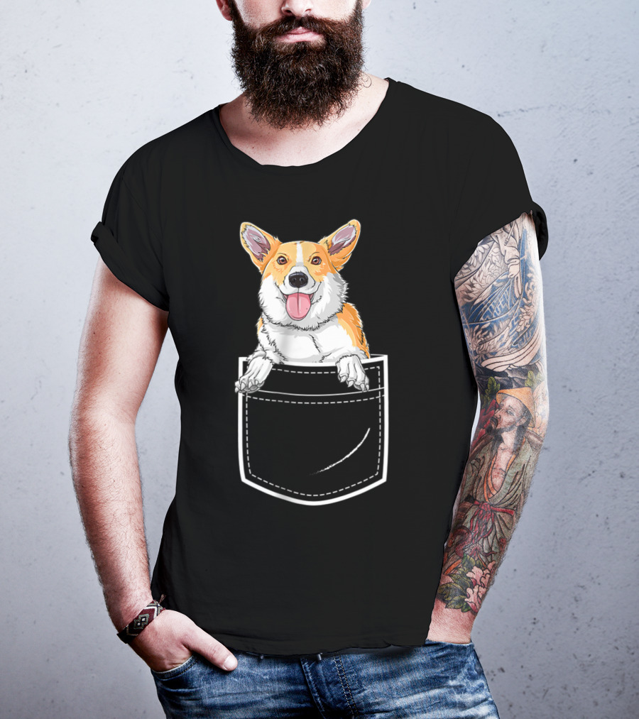 Corgi Puppy In Your Front Pocket For Men T-Shirt