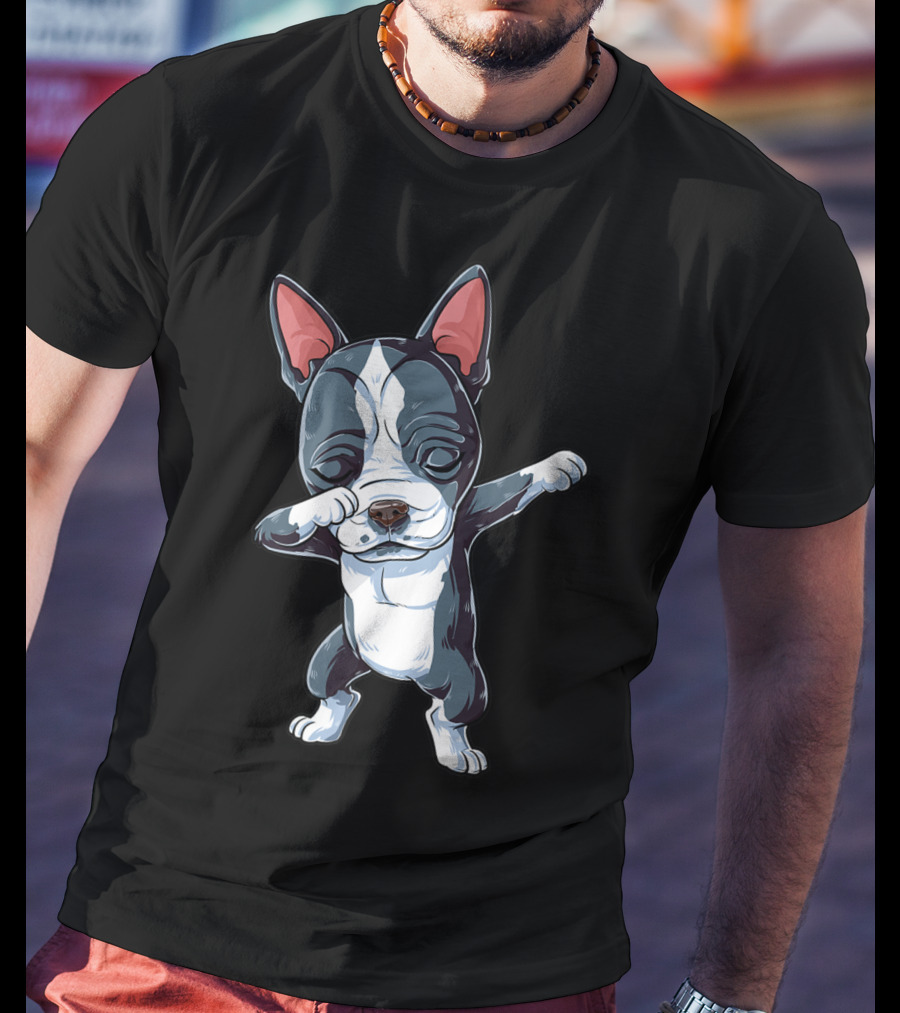 Dabbing Boston Terrier Boys Kids Dog Lover Dab T-Shirt