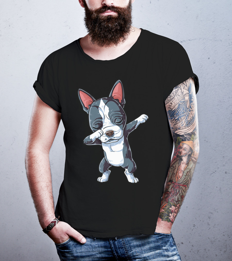 Dabbing Boston Terrier Boys Kids Dog Lover Dab T-Shirt
