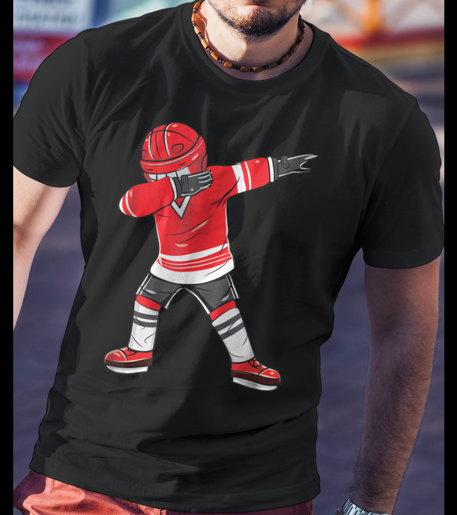 Dabbing Ice Hockey Funny Dab Squad Red Jersey T-Shirt