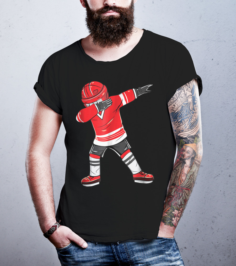 Dabbing Ice Hockey Funny Dab Squad Red Jersey T-Shirt