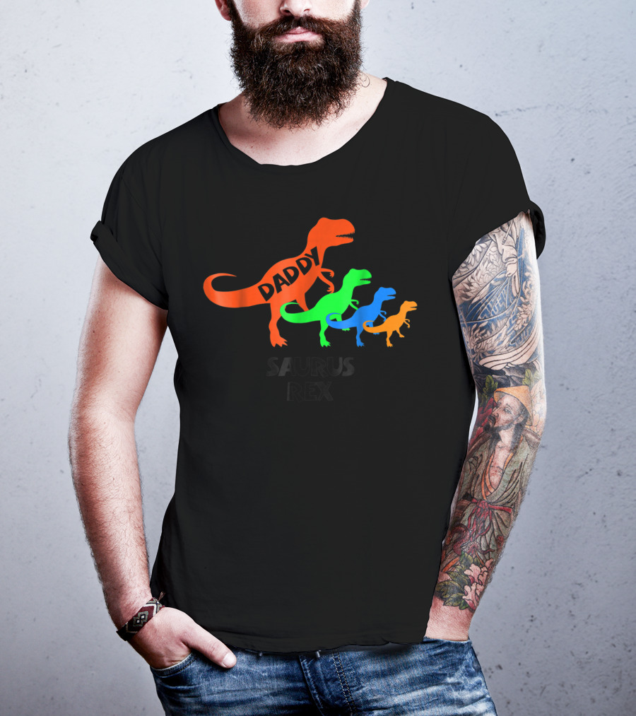 Daddysaurus Rex Dinosaur Family Colorful T-Shirt