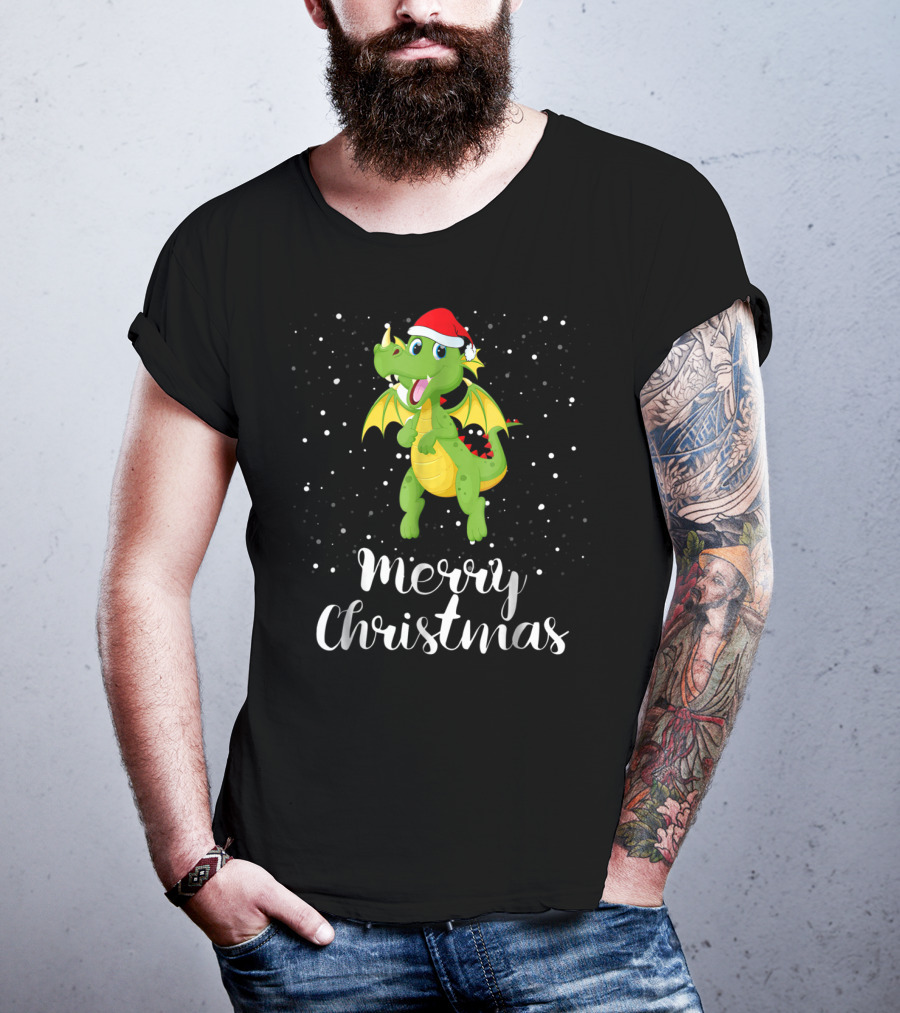 Merry Christmas Dragon Funny Matching Family Group T-Shirt