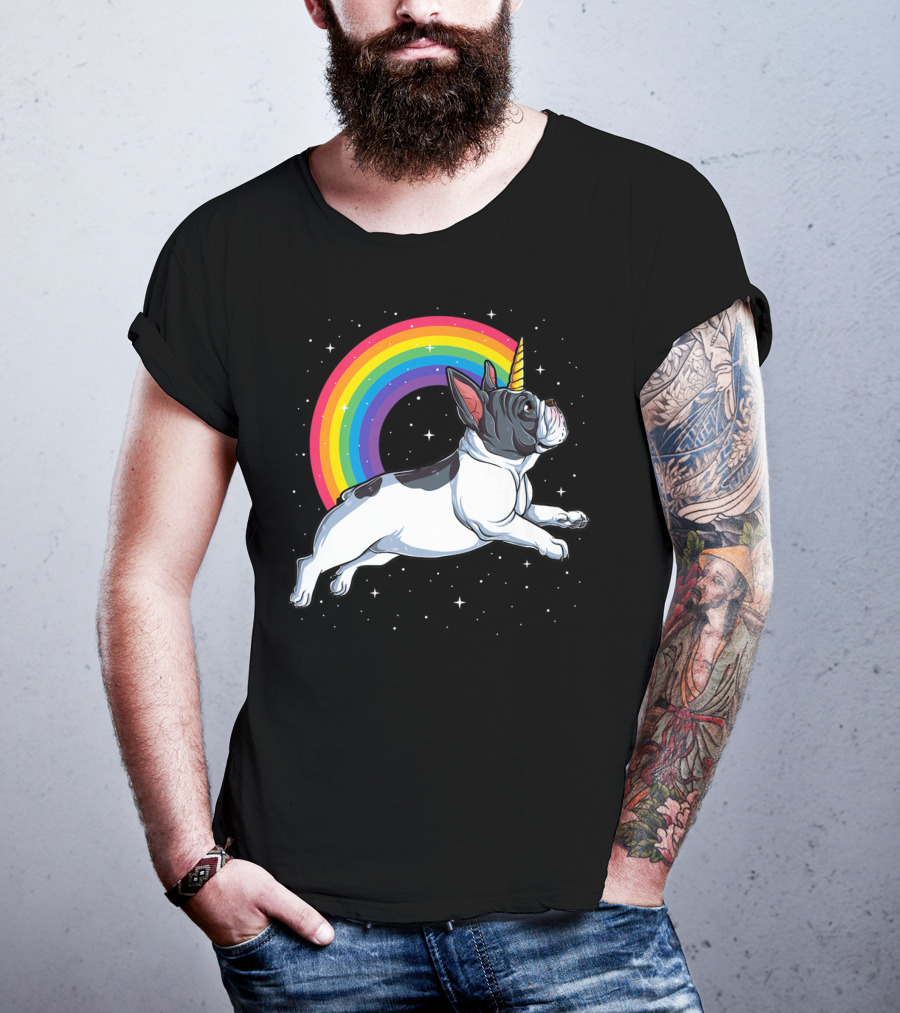French Bulldog Unicorn Rainbow Galaxy Frenchicorn Kids Space Adventure T-Shirt