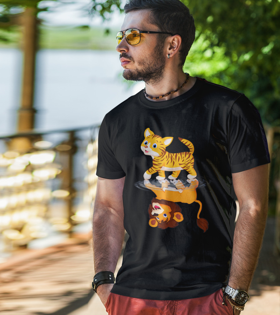 Funny Cat Lover Bengal Cat Reflection As Bengal Tiger T-Shirt