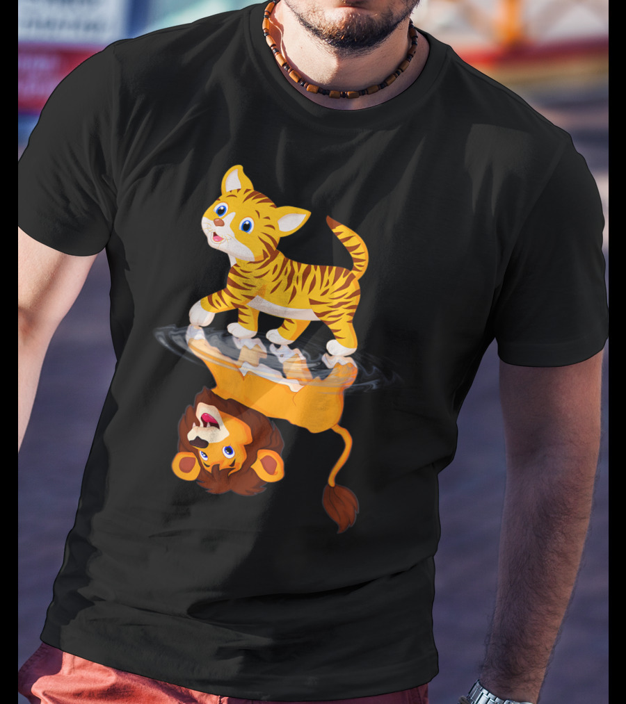 Funny Cat Lover Bengal Cat Reflection As Bengal Tiger T-Shirt