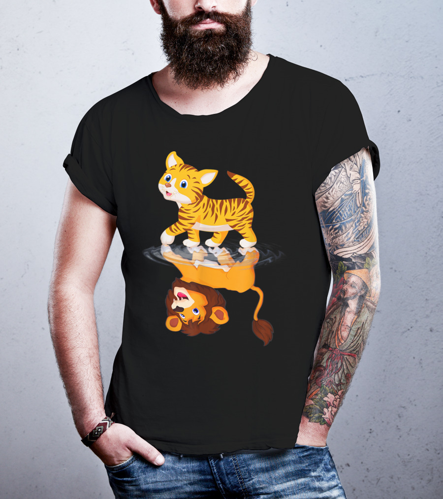 Funny Cat Lover Bengal Cat Reflection As Bengal Tiger T-Shirt