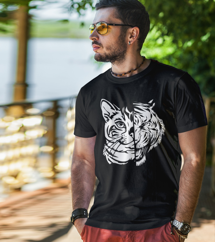 Funny Cat Lover Bengal Cat Shadow Bengal Tiger Fusion T-Shirt