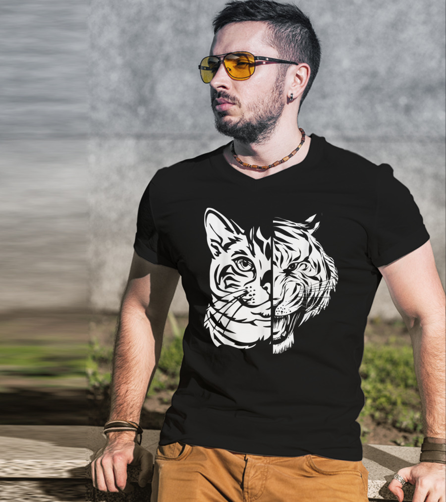 Funny Cat Lover Bengal Cat Shadow Bengal Tiger Fusion T-Shirt