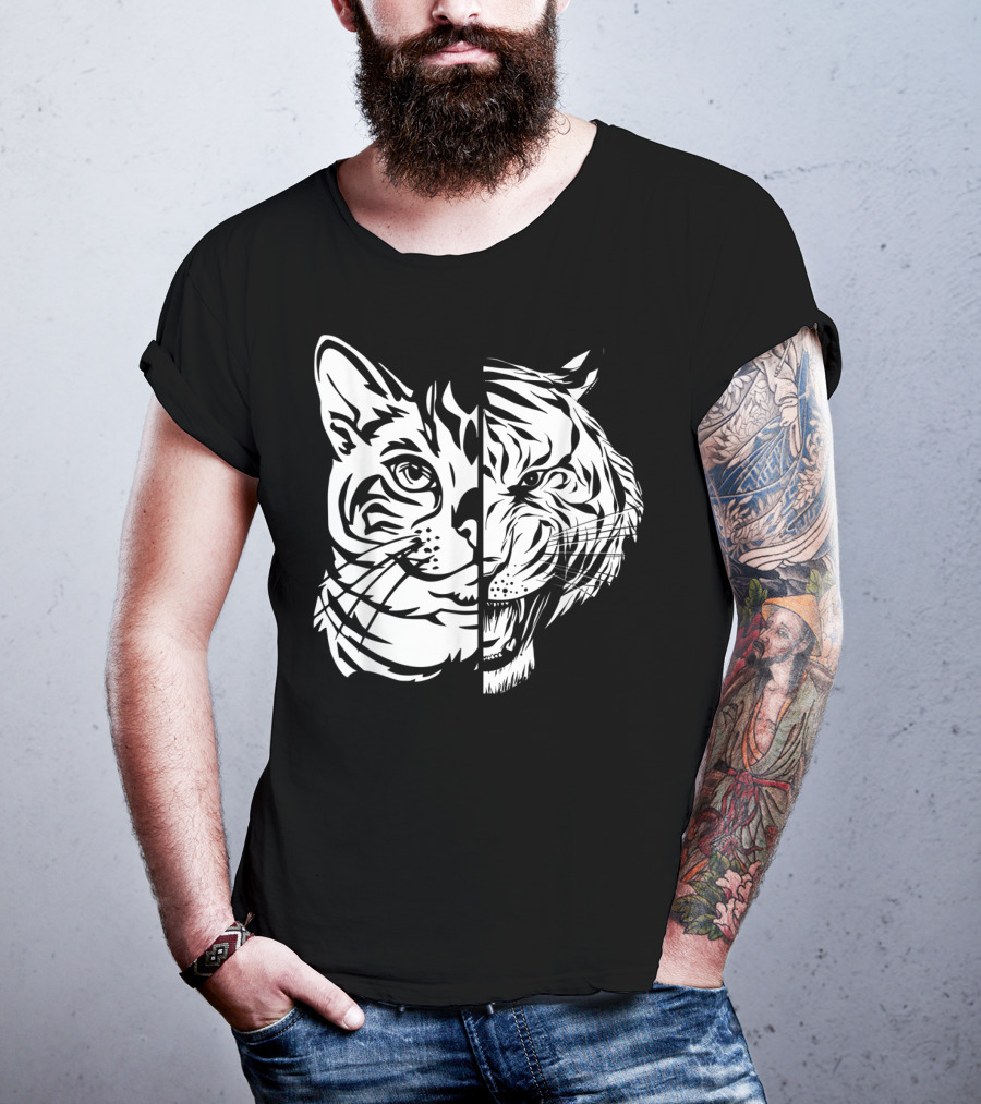 Funny Cat Lover Bengal Cat Shadow Bengal Tiger Fusion T-Shirt