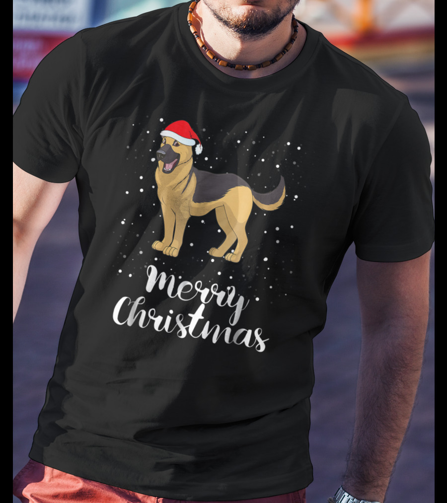 Merry Christmas German Shepherd Family Santa Hat T-Shirt