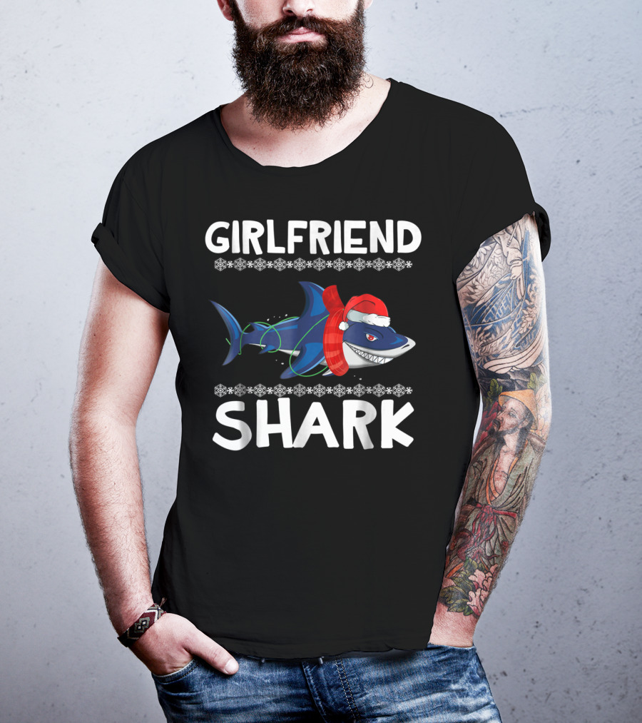 Girlfriend Shark Ugly Christmas Family Holiday T-Shirt