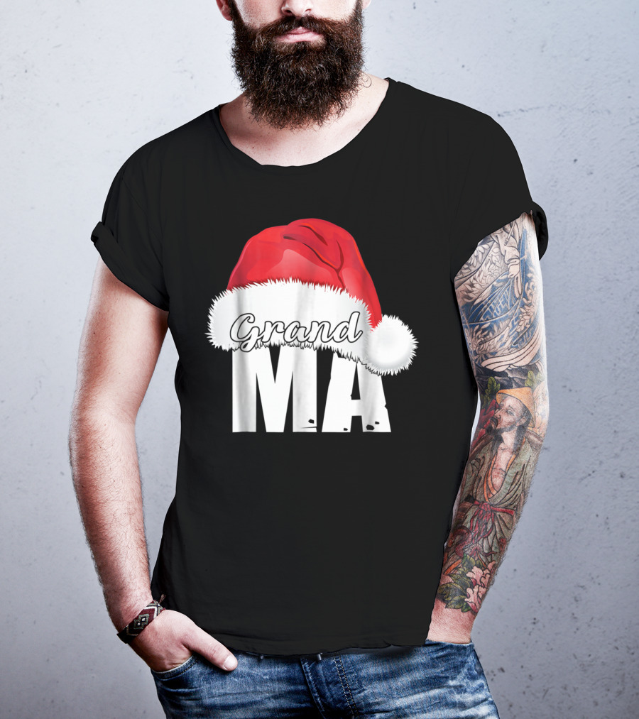 Grandma Christmas Santa Hat Family T-Shirt