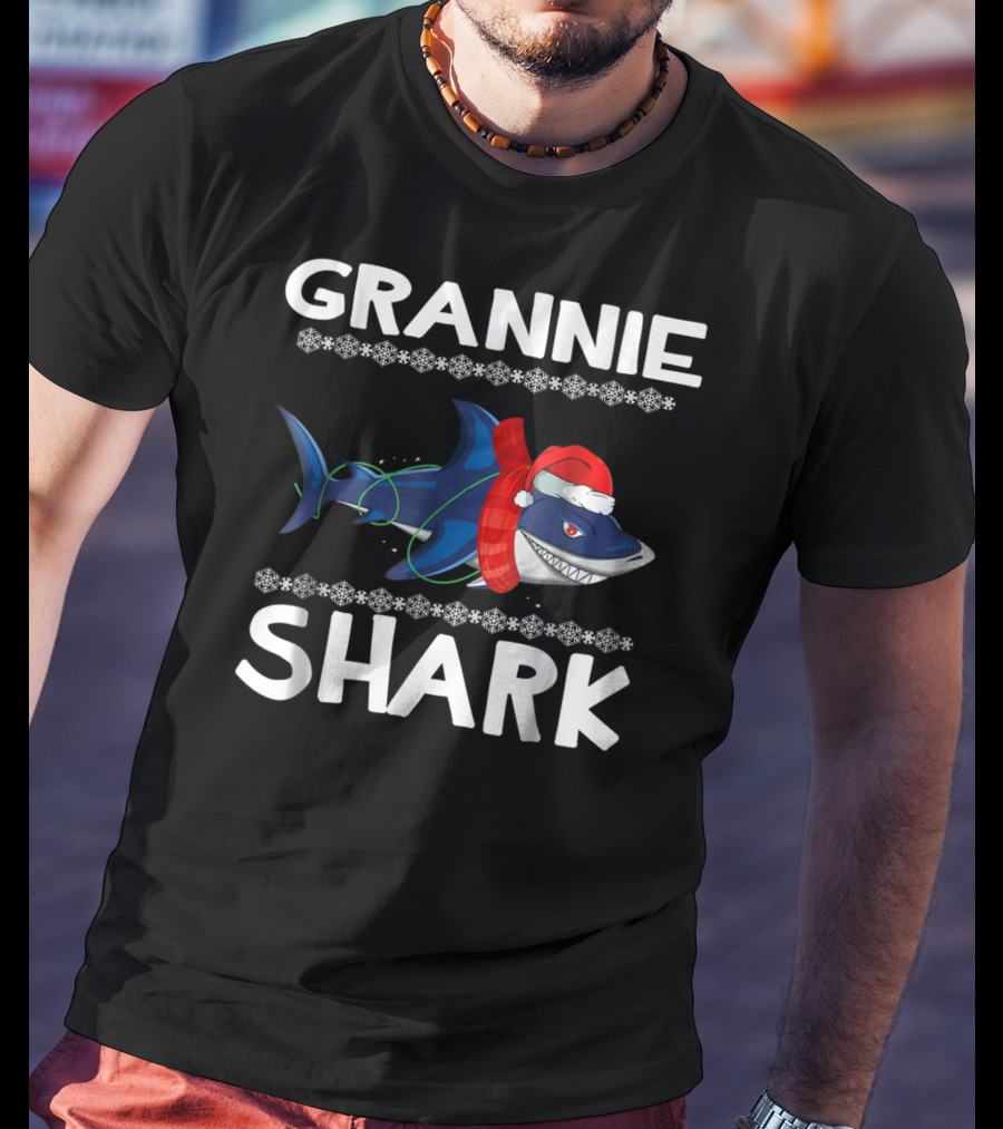 Grannie Shark Christmas Sweater With Santa Hat T-Shirt