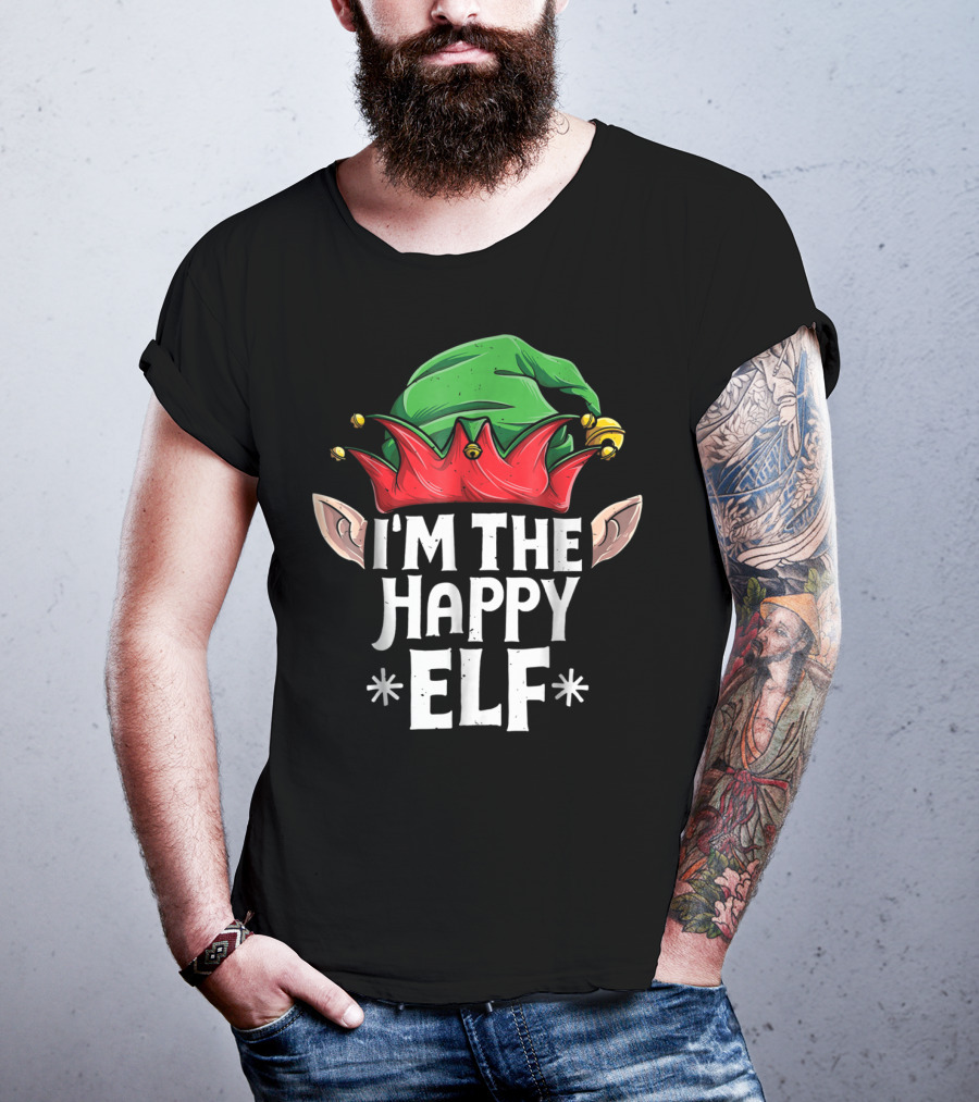 I'm The Happy Elf Christmas Family Matching Hat Ears T-Shirt