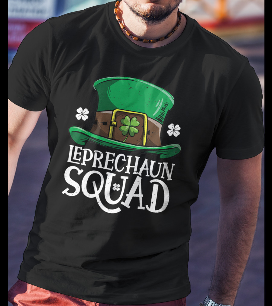 Leprechaun Squad St Patricks Day Costume12 Green Hat Clover Shamrock T-Shirt