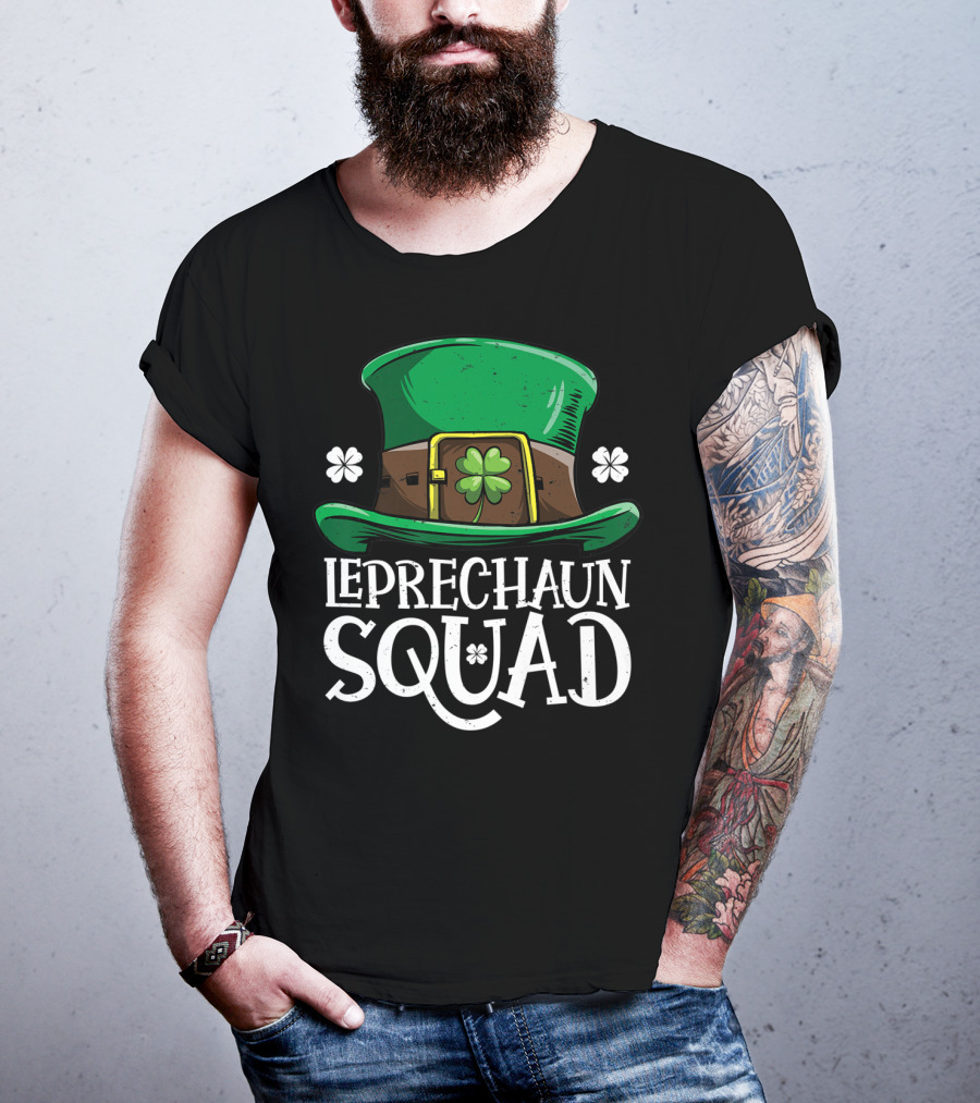 Leprechaun Squad St Patricks Day Costume12 Green Hat Clover Shamrock T-Shirt