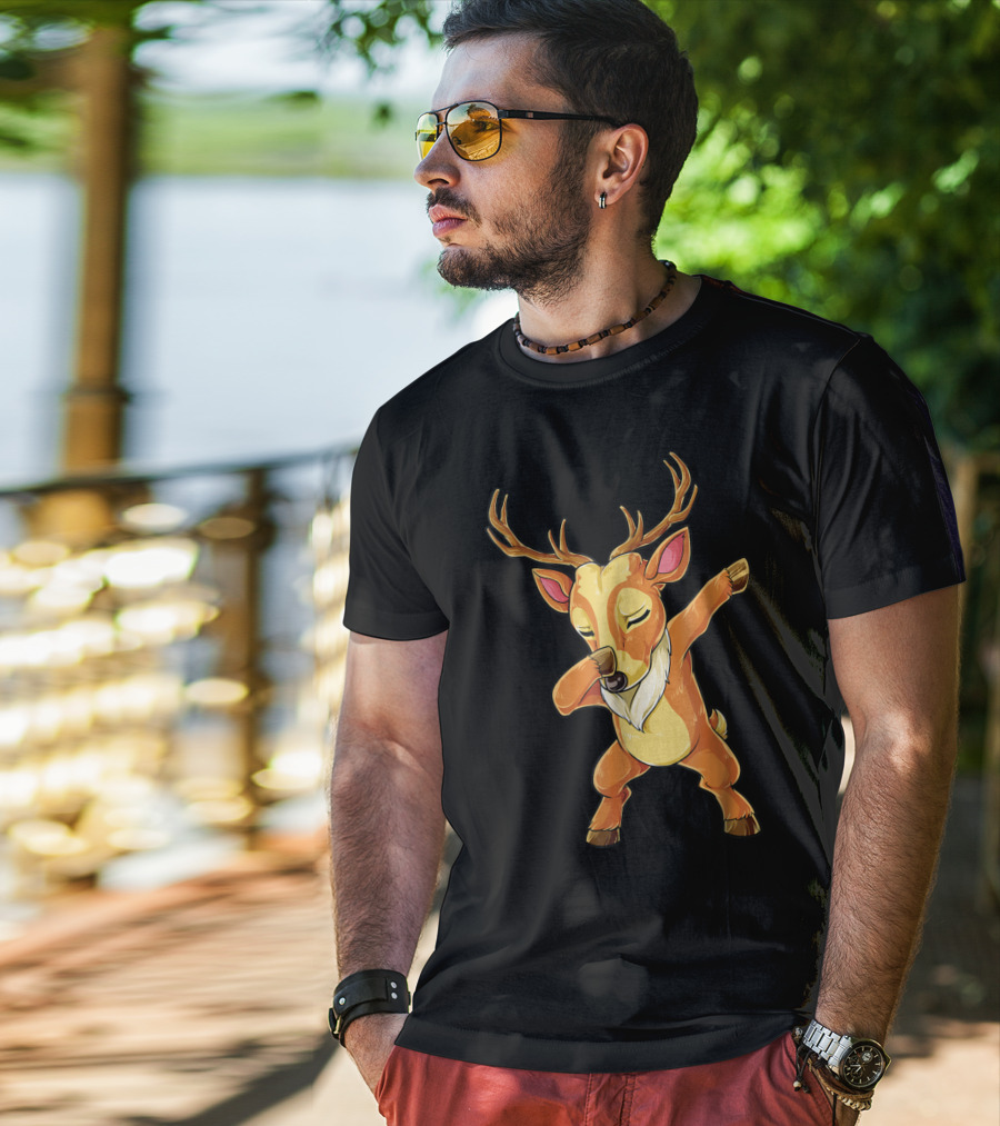 Christmas Reindeer Dabbing Boys Fun T-Shirt