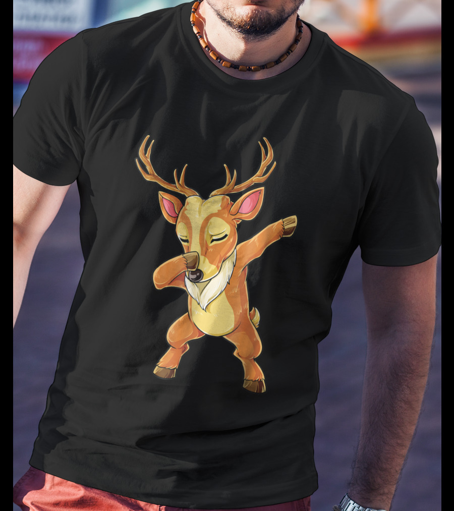 Christmas Reindeer Dabbing Boys Fun T-Shirt