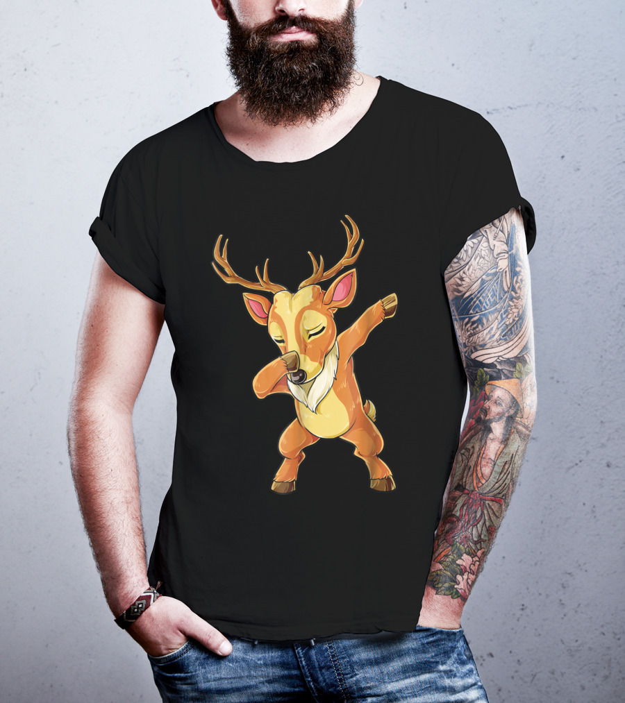Christmas Reindeer Dabbing Boys Fun T-Shirt