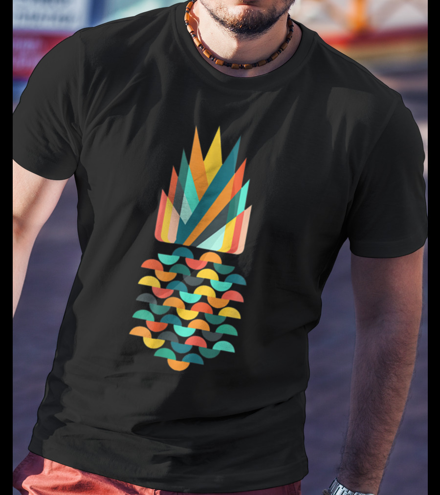 Pineapple Aloha Hawaiian Low Poly Geometric Multicolor T-Shirt