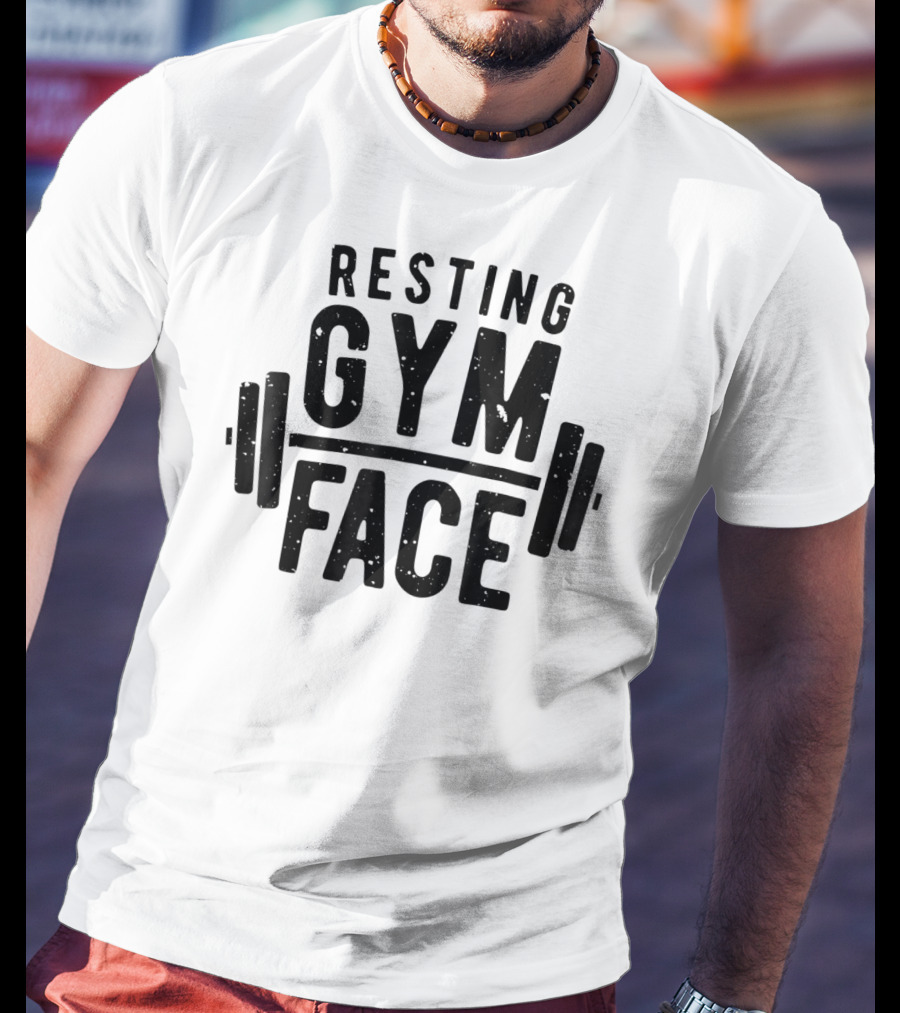 Resting Gym Face Fitness Funny Workout Barbell T-Shirt