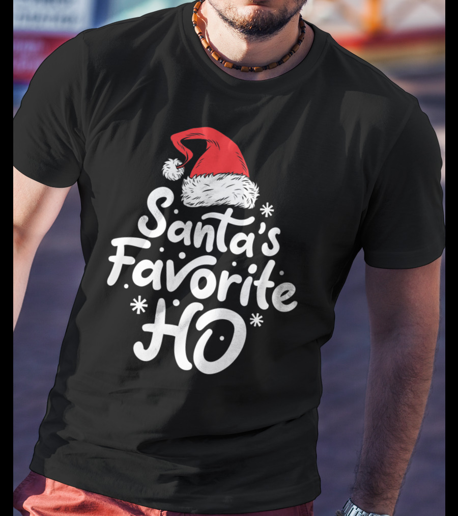Santa's Favorite Ho Christmas Women Santa Hat T-Shirt