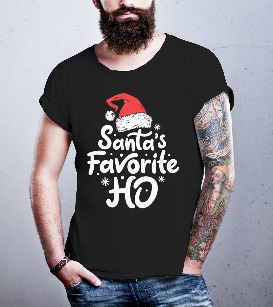 Santa's Favorite Ho Christmas Women Santa Hat T-Shirt