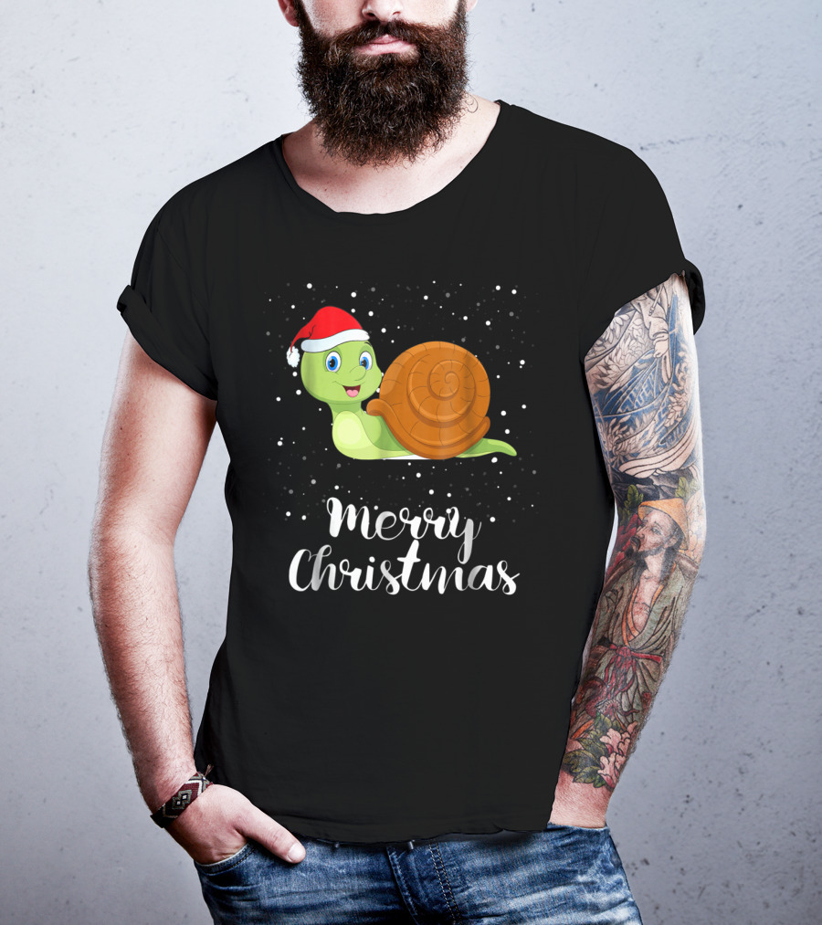 Merry Christmas Snail Funny Matching Family Group T-Shirt