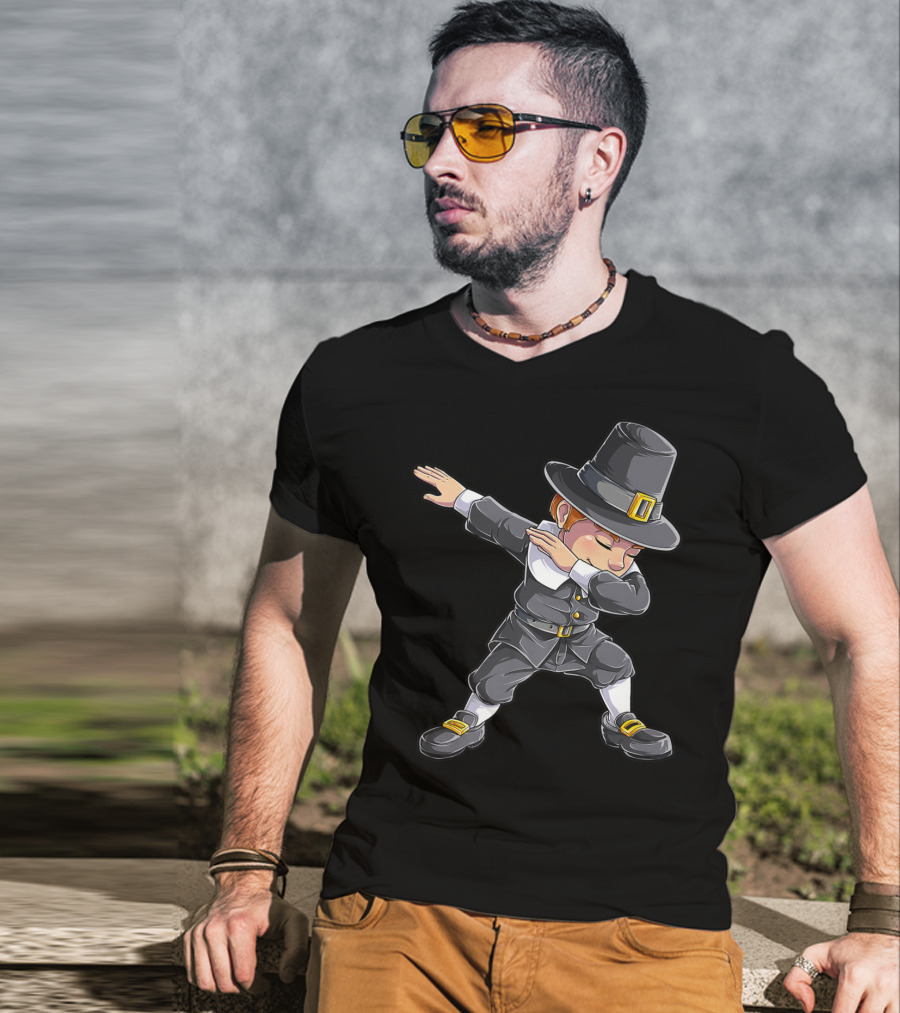 Thanksgiving Dabbing Pilgrim Boy Dab Pose T-Shirt