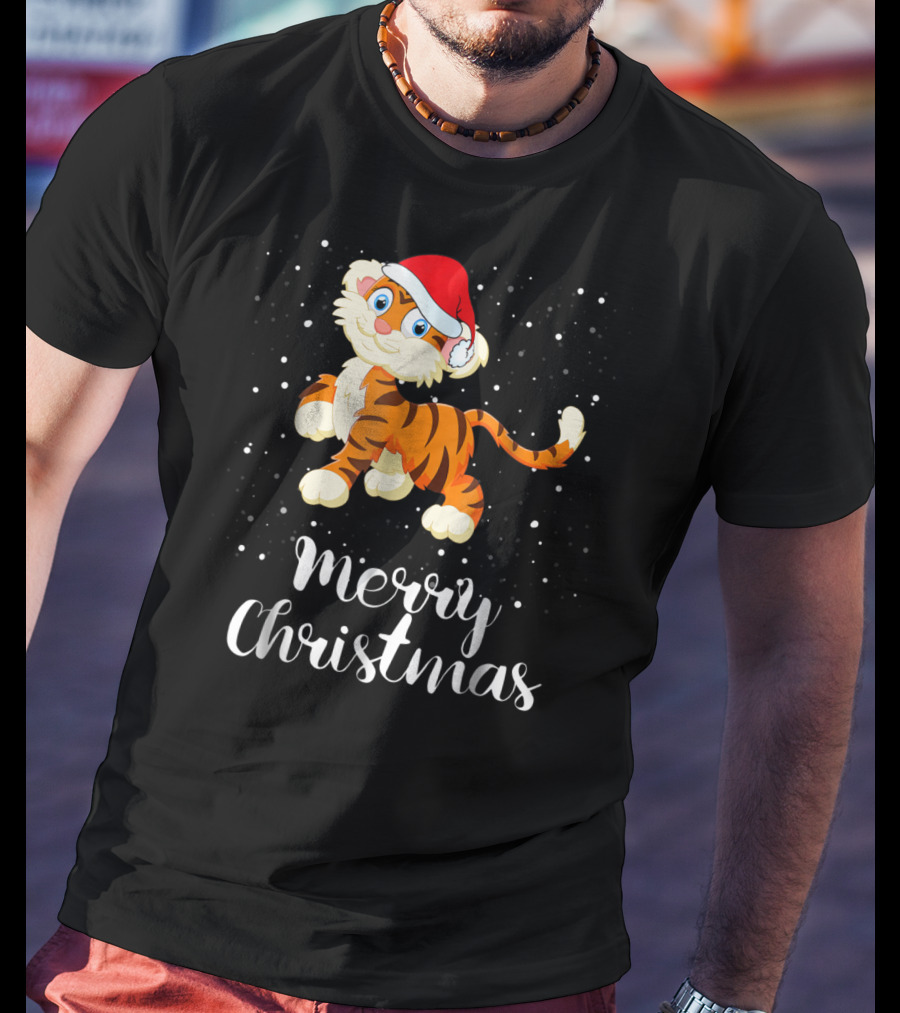Merry Christmas Tiger Funny Christmas Matching Family Group T-Shirt