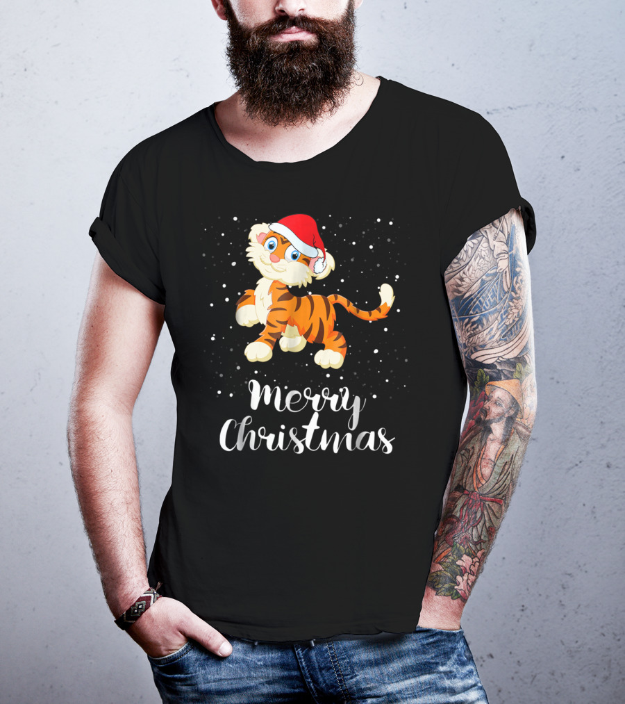 Merry Christmas Tiger Funny Christmas Matching Family Group T-Shirt