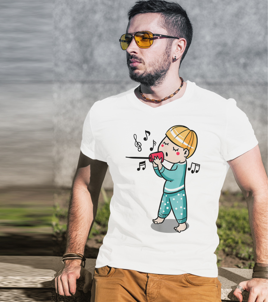 Valentines Couples Boy Her Him Girls Singing Music Notes T-Shirt