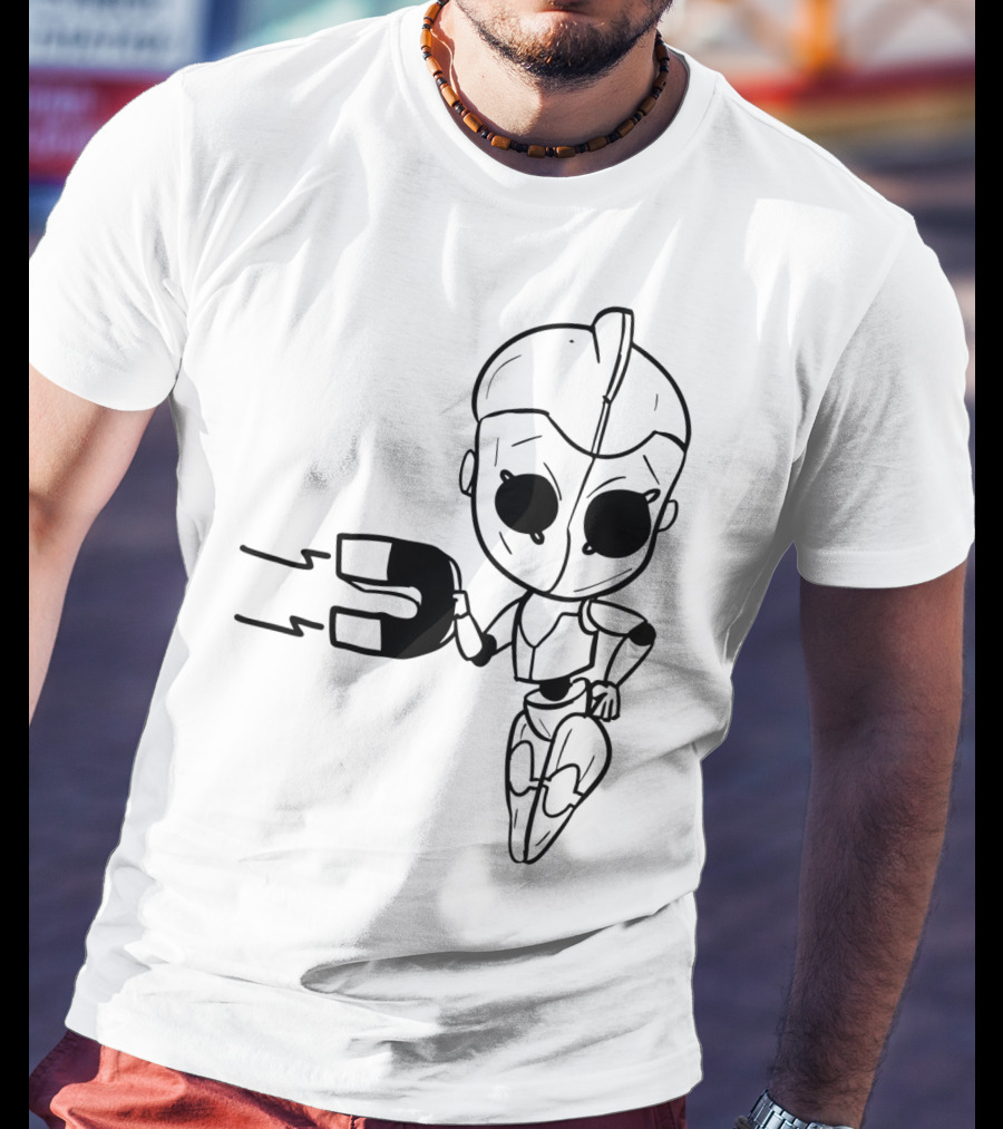 Valentines Couples Girl Her Him Girls Magnet Robot T-Shirt