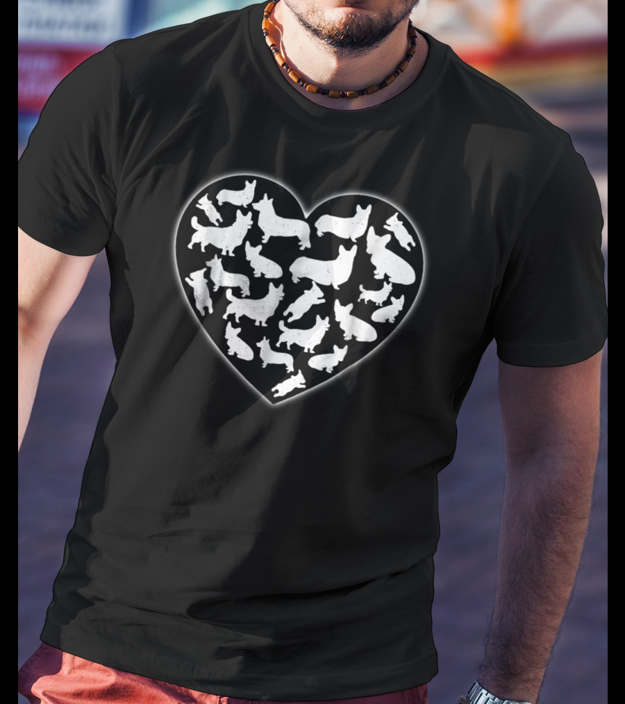 Valentines Day Heart Shaped Corgis Funny Dog T-Shirt