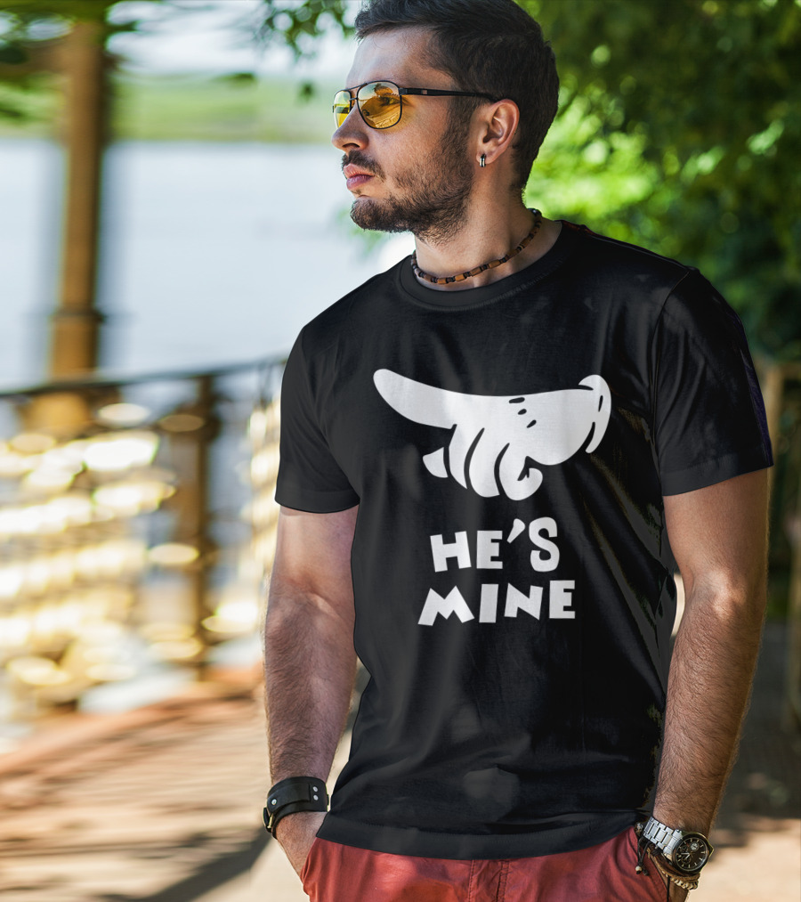 Valentines Day He's Mine Couples Hand Design 15 T-Shirt