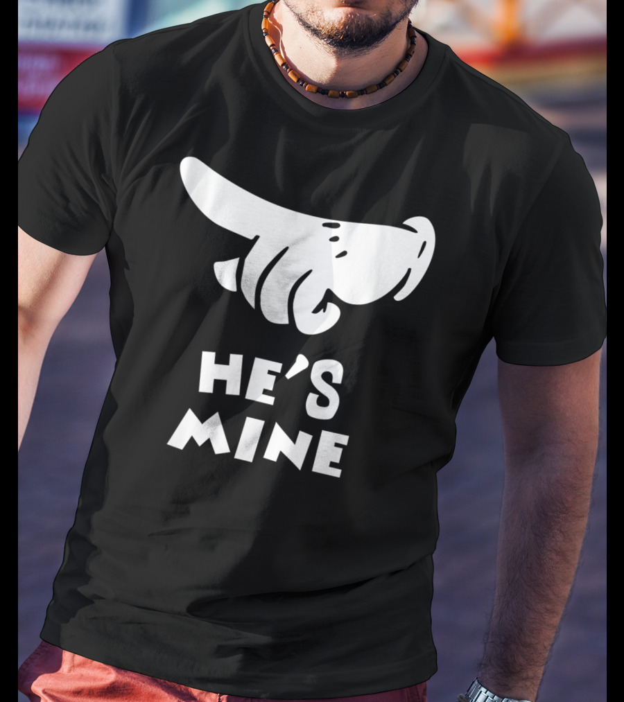Valentines Day He's Mine Couples Hand Design 15 T-Shirt