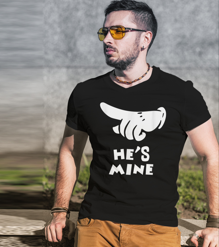 Valentines Day He's Mine Couples Hand Design 15 T-Shirt