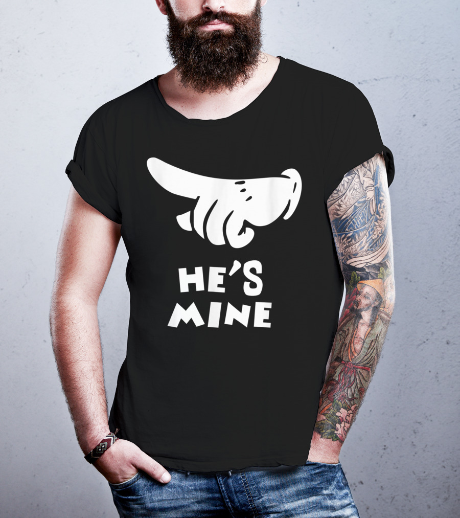 Valentines Day He's Mine Couples Hand Design 15 T-Shirt