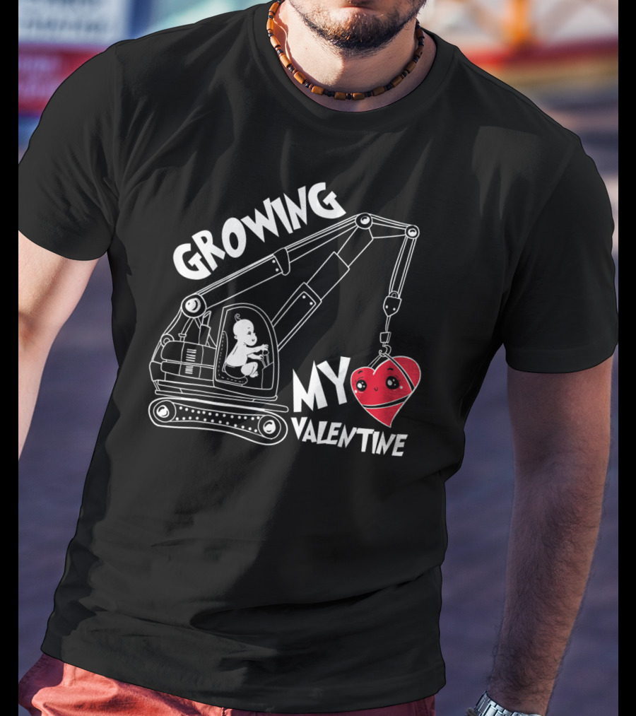 Growing My Valentine Valentine's Children Excavator Heart T-Shirt