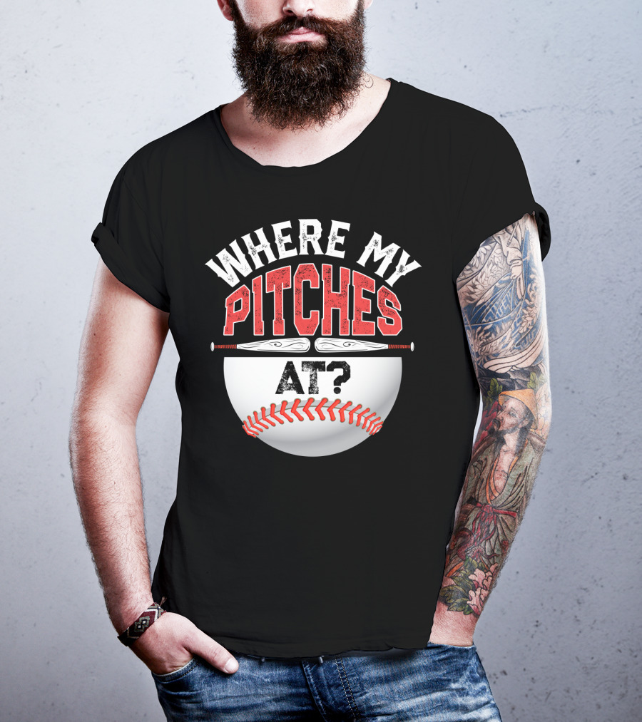 Where My Pitches At Baseball Kids11 Baseball T-Shirt