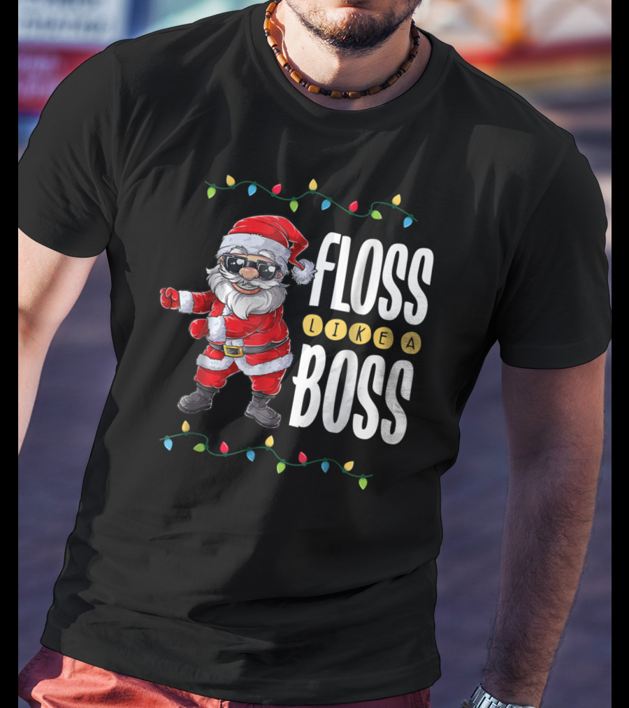 Christmas Santa Floss Like A Boss Flossing 8 Dance Lights T-Shirt
