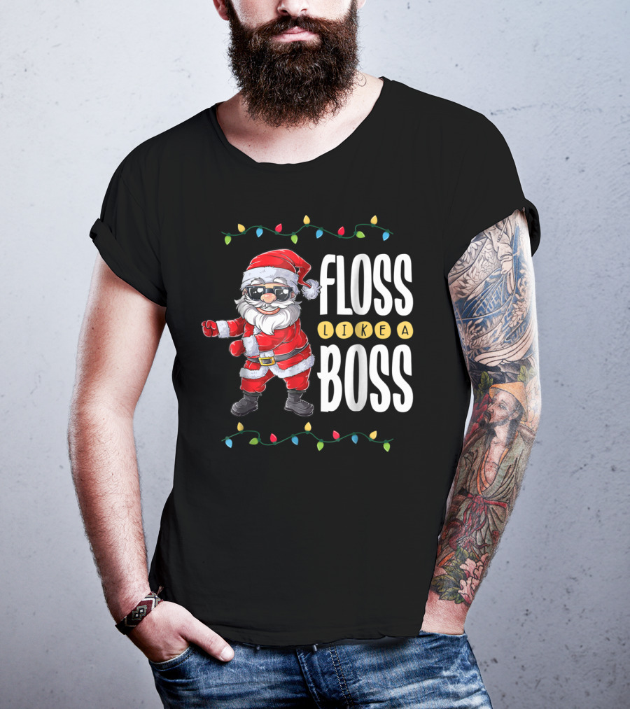 Christmas Santa Floss Like A Boss Flossing 8 Dance Lights T-Shirt