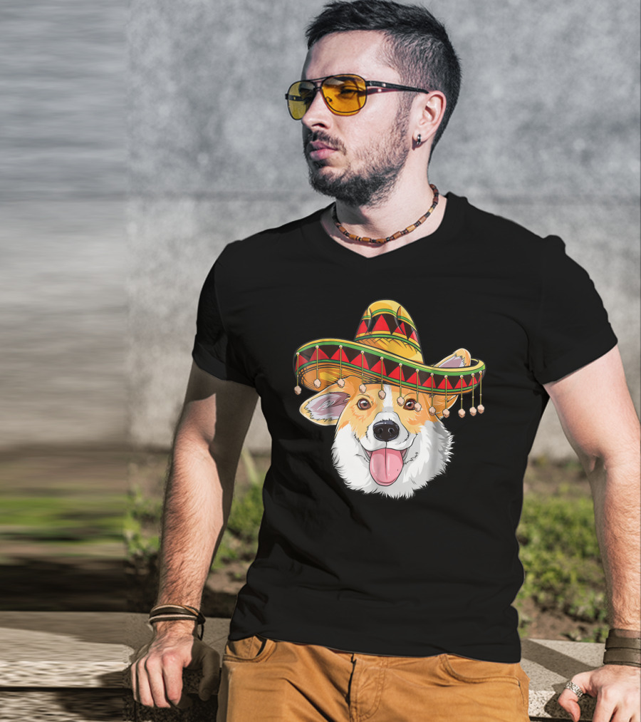 Cinco De Mayo Corgi Kids Boy Girl Sombrero Hat T-Shirt