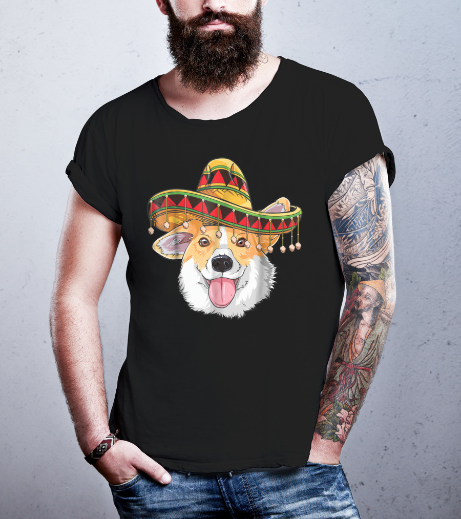 Cinco De Mayo Corgi Kids Boy Girl Sombrero Hat T-Shirt