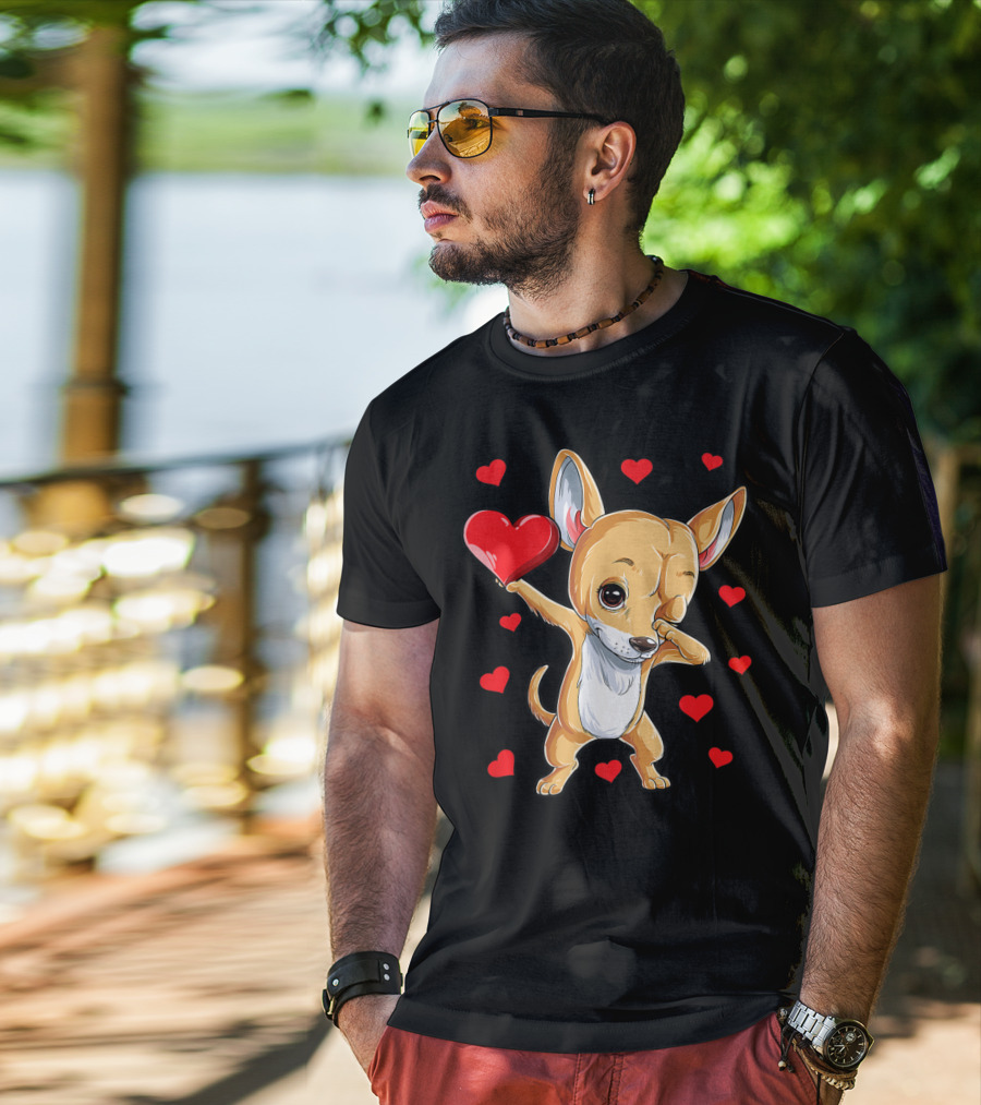 Dabbing Chihuahua Valentines Day Dog Lover Heart Boys4 T-Shirt