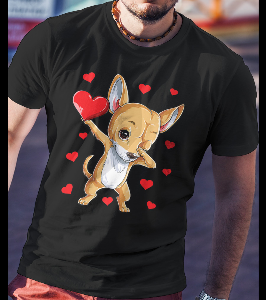 Dabbing Chihuahua Valentines Day Dog Lover Heart Boys4 T-Shirt